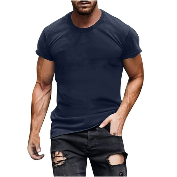 qolati Mens Short Sleeve T-Shirts Crew Neck Casual Shirt Summer Classic Basic Lightweight Fashion Pullover Tees Workout Gym Muscle Tops