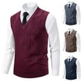 thumbnail image 1 of qolati Mens Sweaters V Neck Sleeveless Pullover Vest Knitwear Lightweight Classic Fit Casual School Uniform Business Sweater Tank Tops Dark Gray XXL, 1 of 10