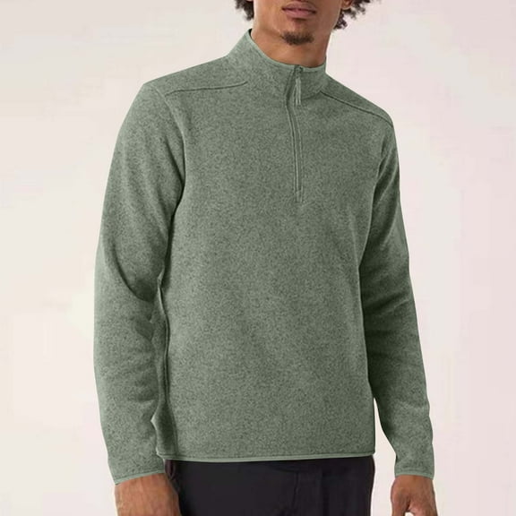 qolati Mens Sweatshirts Quarter Zip Pullover Mock Neck Long Sleeve Work Tops Casual Lightweight Golf Shirts Sizes S-5XL