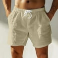 thumbnail image 1 of qolati Mens Swim Trunks Casual Elastic Waist Drawstring Boardshorts Lightweight Summer Beach Shorts with Pockets Khaki S, 1 of 6