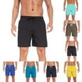 thumbnail image 1 of qolati Mens Swim Trunks with Liner 2 in 1 Lightweight Athletic Quick Dry Bathing Suit Elastic Waist Drawstring Summer Beach Board Shorts Black XL, 1 of 9
