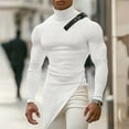 thumbnail image 1 of qolati Mens Turtleneck Sweater Casual Ribbed Knitted Pullover Sweaters Slim Fit Asymmetrical Hem Retro Gothic Basic Knit Tee Sizes S-2XL, 1 of 9