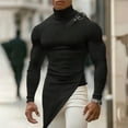 thumbnail image 1 of qolati Mens Turtleneck Sweater Casual Ribbed Knitted Pullover Sweaters Slim Fit Asymmetrical Hem Retro Gothic Basic Knit Tee Sizes S-2XL, 1 of 9