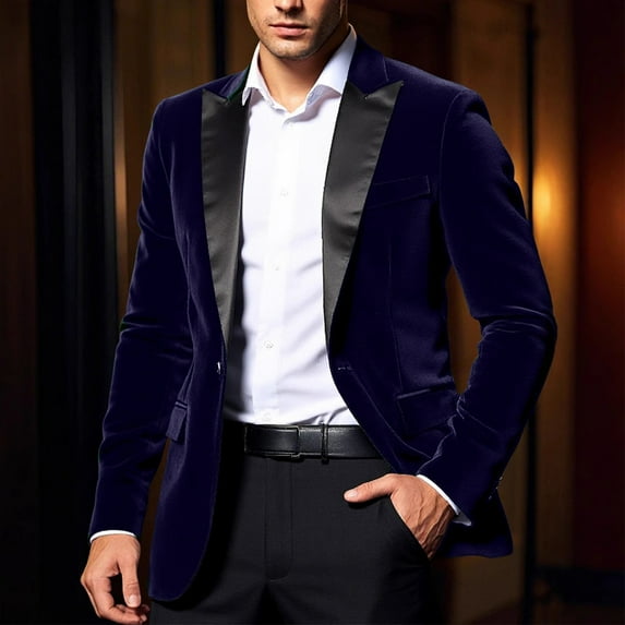 qolati Mens Velvet Corduroy Blazer Retro Classic Single Breasted Lapel Business Suit Jacket Casual Wedding Party Sports Coat Sizes S-2XL
