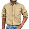 thumbnail image 1 of qolati Mens Western Cowboy Shirts Solid Button Up Shirts Casual Long Sleeve Wedding Party Work Shirts, 1 of 5