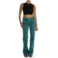 thumbnail image 1 of qolati Mid Rise Jeans for Women Stretch Twill Wide Leg Pants Casual Straight Leg Chino Pants Dressy Flare Pants with Pockets, 1 of 9