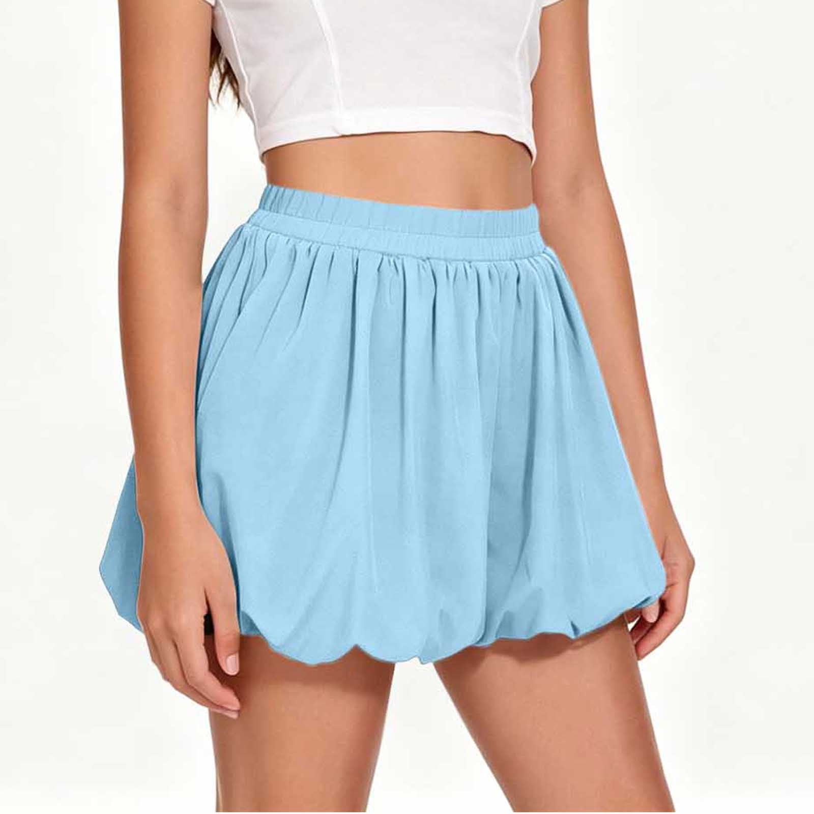 qolati Mini Skirt for Girls Puff Balloon Short Skirts Elastic