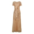 thumbnail image 1 of qolati Mother of The Bride Dresses for Women Sparkly Sequin Cutout Lace Bridesmaid Formal Dress Glitter Mesh Ruffle Hem Wedding Guest Dress Holiday Outfits, 1 of 7