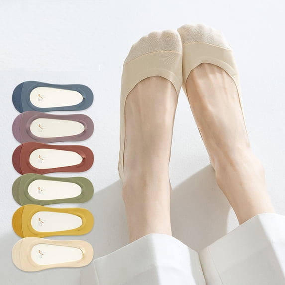 qolati No Show Socks for Womens Soft Stretchable Non Slip Low Cut Footies Hidden Invisible Liner Socks Flats Boat Beige