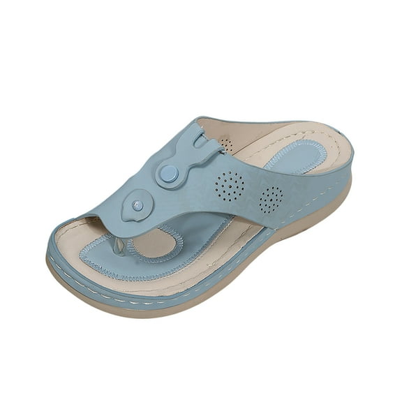 qolati Orthopedic Sandals for Women Walking Slippers with Arch Support Non-Slip Breathable Sandal Slip On Flip Flops Comfortable Flat Slippers Beach wedge Shoes