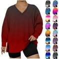 thumbnail image 1 of qolati Oversized Pullover Tops for Women Side Slit Workout Gym Sweatshirts V Neck Long Sleeve T Shirts Casual Basic Tees Plus Size Clothes for Women Brown XXXXXL, 1 of 5