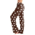 thumbnail image 1 of qolati Pajamas Pants for Women Polka Dots Printed Cute Lounge Pants Soft Comfy Elastic Waisted Drawstring Wide Leg Bell Bottom Sleep Trousers Brown XL, 1 of 6