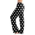 thumbnail image 1 of qolati Pajamas Pants for Women Polka Dots Printed Cute Lounge Pants Soft Comfy Elastic Waisted Drawstring Wide Leg Bell Bottom Sleep Trousers Black M, 1 of 6
