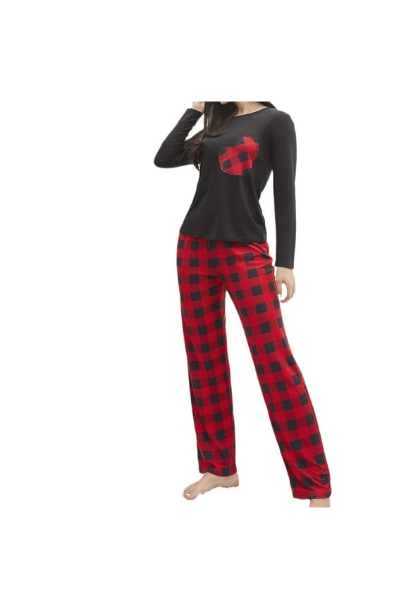 Pajamas Sets for Women 2 Piece Comfy Pullover T-Shirts with Plaid Lounge Pants Sweatsuits Soft Long Sleeve Sleepwear Pjs Nightwear Outfits