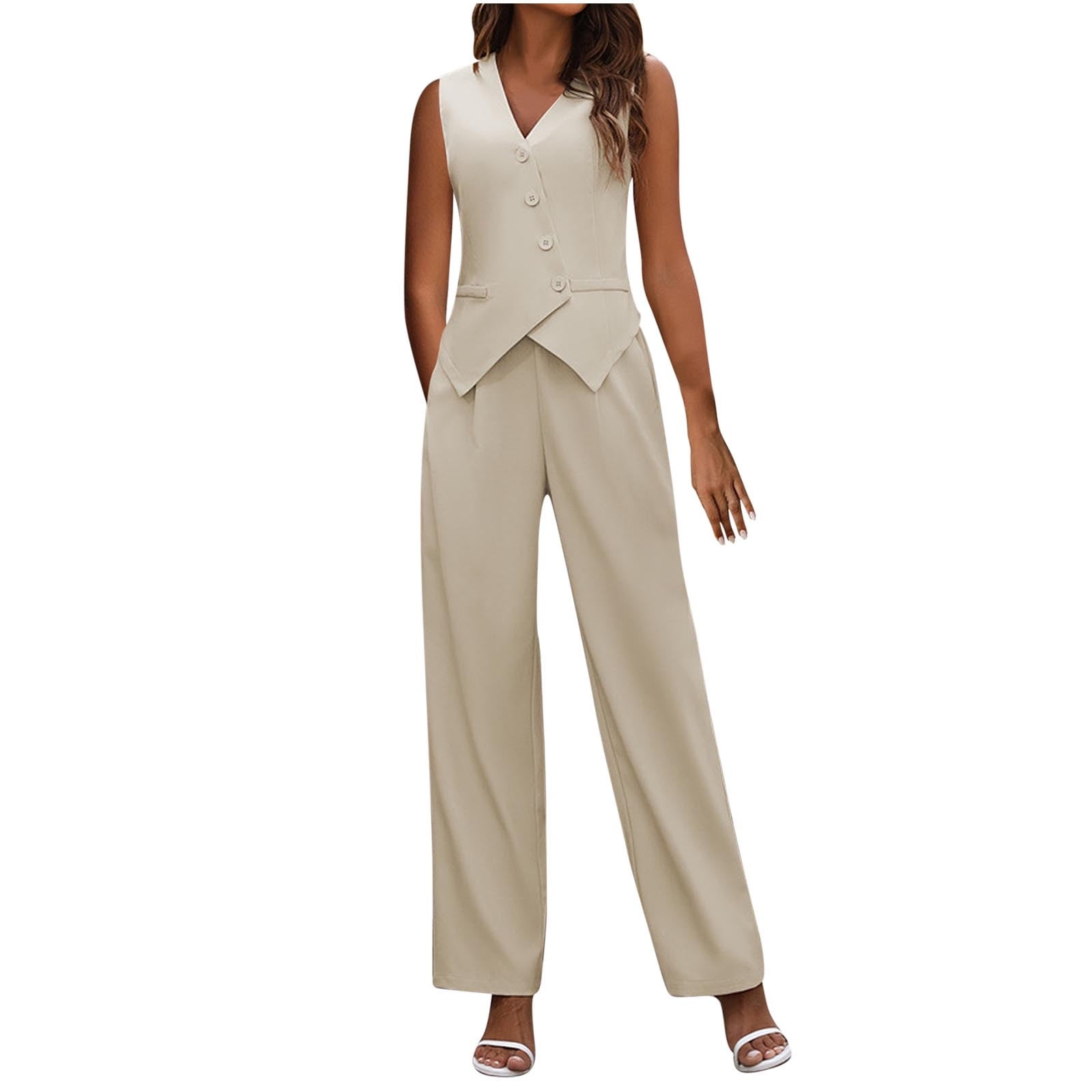 qolati Pant Suits for Women Dressy Casual 2 Piece Sets Sleeveless — free download