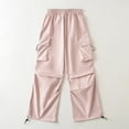 thumbnail image 1 of qolati Parachute Pants for Women Trendy Elastic High Waist Y2k Cargo Pants Baggy Workout Jogging Sweatpants with Pockets, 1 of 6