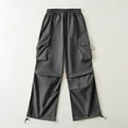 thumbnail image 1 of qolati Parachute Pants for Women Trendy Elastic High Waist Y2k Cargo Pants Baggy Workout Jogging Sweatpants with Pockets, 1 of 6