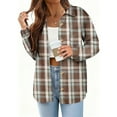 thumbnail image 1 of qolati Plaid Shirts for Women Spring Fall Long Sleeve Button Down Flannel Shackets Casual Loose Open Front Cardigan Jackets, 1 of 6