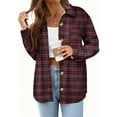 thumbnail image 1 of qolati Plaid Shirts for Women Spring Fall Long Sleeve Button Down Flannel Shackets Casual Loose Open Front Cardigan Jackets, 1 of 6