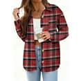 thumbnail image 1 of qolati Plaid Shirts for Women Spring Fall Long Sleeve Button Down Flannel Shackets Casual Loose Open Front Cardigan Jackets, 1 of 6