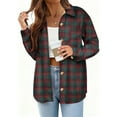 thumbnail image 1 of qolati Plaid Shirts for Women Spring Fall Long Sleeve Button Down Flannel Shackets Casual Loose Open Front Cardigan Jackets, 1 of 6
