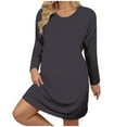 thumbnail image 1 of qolati Plus Size Dresses for Women Oversized Solid Color Nightgown Spring Long Sleeve Crewneck Nightshirts Soft Comfy Sleepwear Pajamas Dress, 1 of 1