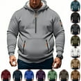 thumbnail image 1 of qolati Plus Size Hoodies for Men Oversized Quarter Zip Pullover Sweater Casual Long Sleeve Workout Hoodie Sweatshirt with Zipper Pockets Coffee XXXXL, 1 of 6
