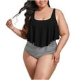 thumbnail image 1 of qolati Plus Size Tankini Swimsuits for Women 2024 Tummy Control Two Piece Bathing Suits Ruffled Tank Tops with Bikini Bottom Modest Swimwear, 1 of 6