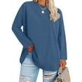 thumbnail image 1 of qolati Plus Size Tops for Women Oversized Long Sleeve Crewneck Basic Tshirts Comfy Solid Basic Loose Fit Blouses Tunics, 1 of 5