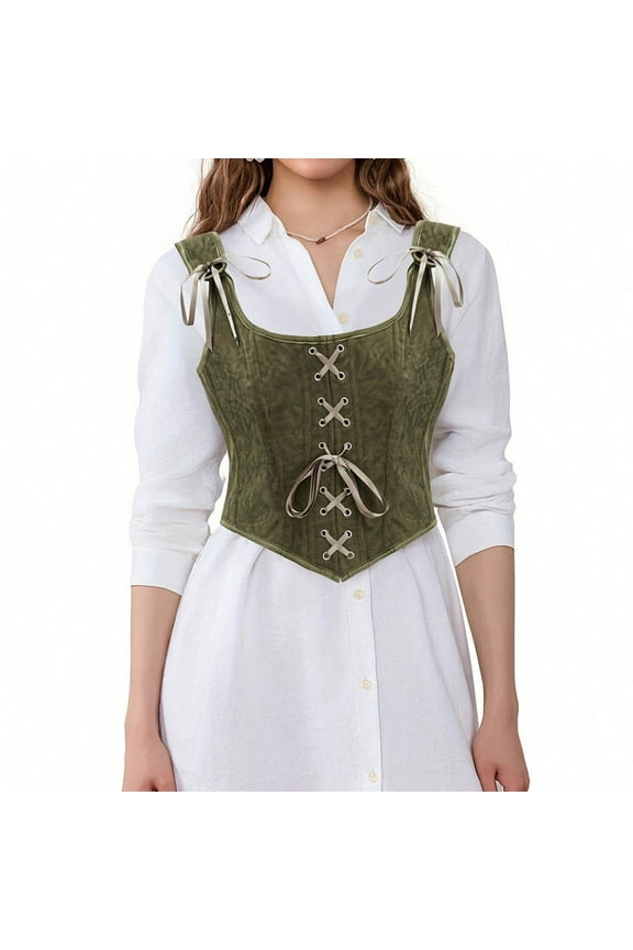 Push Up Corset Top for Women Lace-Up Shoulder Strap Victorian Bustier Tops Steampunk Renaissance Vest Overbust Corsets M
