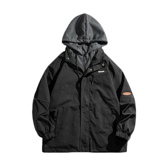 qolati Rain Jacket Men Waterproofs Hooded Jacket Windproof Raincoats Windbreaker Winter Coats with Pockets