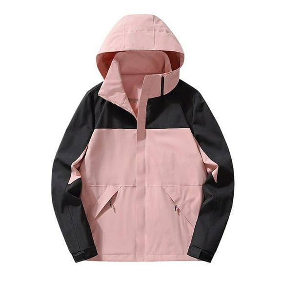 qolati Rain Jacket Women Lightweight Waterproof Raincoats with Hood Hiking Travel Outdoor Windbreaker Trench Coats Outwear with Zippers Pockets