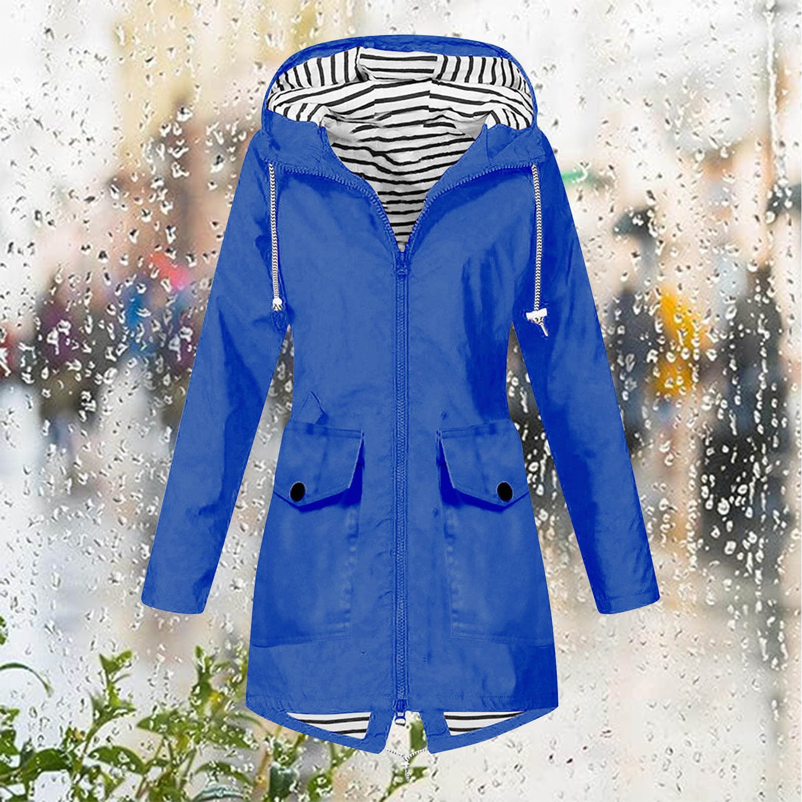 qolati Rain Jacket for Women Waterproofs with Hood Fall 2024 Long ...