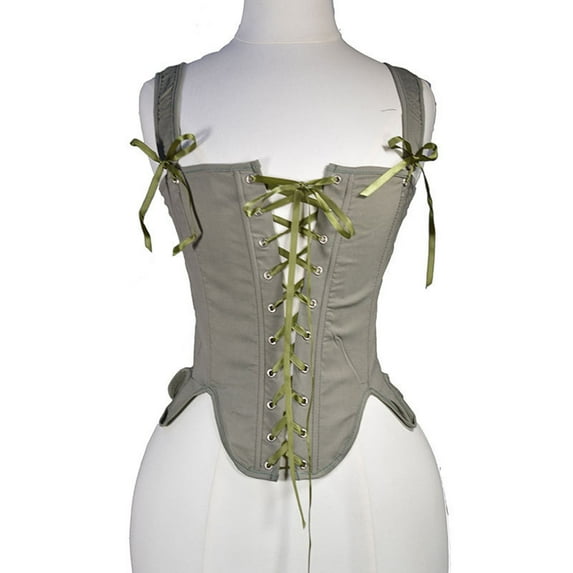 qolati Renaissance Corset Tops for Women Gothic Vintage Lace Up Overbust Bustier Bodice Halloween Steampunk Sleeveless Tank Shapewear S