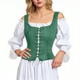 thumbnail image 1 of qolati Renaissance Corset Tops for Women Vintage Medieval Lace Up Overbust Vest Victorian Sleeveless Bodice Bustiers Bodyshaper Tops Green XL, 1 of 5