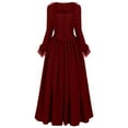 thumbnail image 1 of qolati Renaissance Dresses for Women Square Neck Lace Medieval Irish Over Dress Hight Waiste Pleated Flowy Renaissance Dress Ball Gown Red XXL, 1 of 4