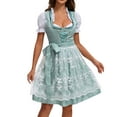 thumbnail image 1 of qolati Renaissance Medieval Dress for Women Oktoberfest Lace Up Halloween Dresses Traditional Short Cocktail Dress with Floral Embroidered Apron Green XXXL, 1 of 8