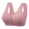 thumbnail image 1 of qolati Ribbed Bras for Older Women 2024 Front Close Button Cotton Bras Breathable Full Support Wide Back No Underwire Bra Pink 36, 1 of 5