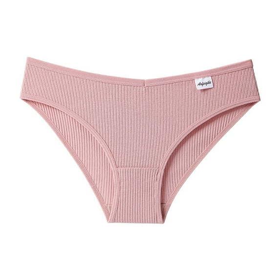 qolati Ribbed Knit Underwear for Women Cute Low Rises Bikini Panties High Cut Breathable Hipsters Cheeky Hipsters Briefs