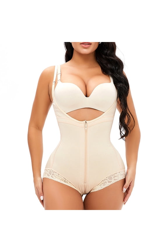 Shapewear Bodysuit for Women Open Bust Tummy Control Compression Garment with Zipper Crotch Butt Lifter Fajas Seamless Tank Tops Body Shapewear