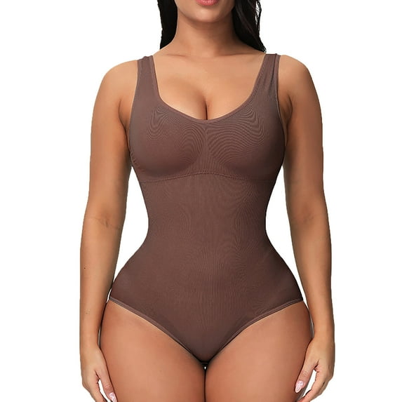 qolati Shapewear Bodysuit for Women Scoop Neck Tummy Control Thong Body Shaper Backless Seamless Compression Butt Lifting Shapewear