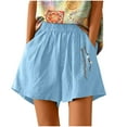 thumbnail image 1 of qolati Shorts for Women Summer Casual High Waisted Cotton Linen Wide Legs Shorts Lightweight Loose Fit Elastic Waist Boho Beach Shorts with Pockets, 1 of 8