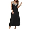 thumbnail image 1 of qolati Silk Nightgowns for Women Satin Lace Trim V Neck Cami Long Dress Nightshirts Soft Sleepwear Full Length Loungewear Nightwear Gift, 1 of 5