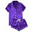 thumbnail image 1 of qolati Silk Pajamas Sets for Womens Short Sleeve Sleepwear Soft Satin Button Down Loungewear 2 Piece Pjs Shorts Set, 1 of 4