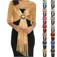 thumbnail image 1 of qolati Sparkling Metallic Shawls and Wraps for Evening Dresses Party Scarf with Buckle Weddings Bride and Bridesmaids Dark Gray Free Size, 1 of 5