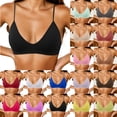 thumbnail image 1 of qolati Sports Bras for Women Adjustable Spaghetti Strap Backless Bralette Ribbed Knit Padded Workout Gym Yoga Bras Tops Everyday Wireless Bras Black L, 1 of 5