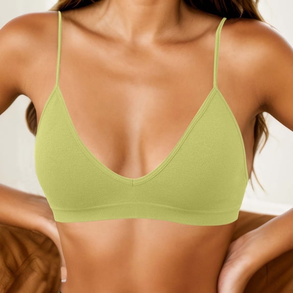 qolati Sports Bras for Women Adjustable Spaghetti Strap Backless Bralette Ribbed Knit Padded Workout Gym Yoga Bras Tops Everyday Wireless Bras S