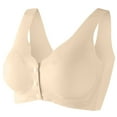 thumbnail image 1 of qolati Sports Bras for Women Front Close Button Push Up Wirefree Bralette Comfortable Full Coverages Seamless Nudes Everyday Bras, 1 of 5