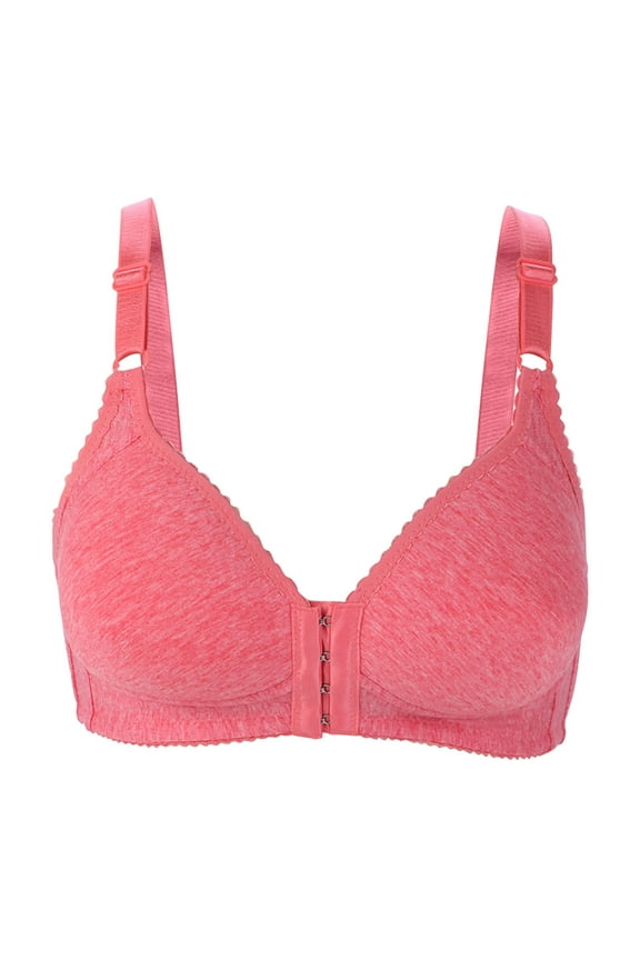 Sports Bras for Women Front Closure Comfort No Underwire Push Up Bra Low Cut V-Neck Bralette Seamless Unpadded Everyday Bra