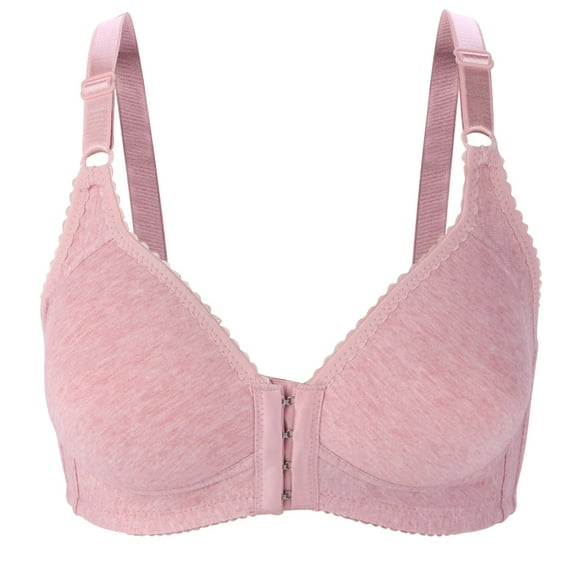 qolati Sports Bras for Women Front Closure Comfort No Underwire Push Up Bra Low Cut V-Neck Bralette Seamless Unpadded Everyday Bra